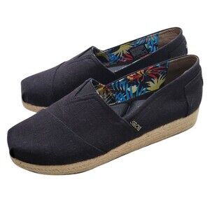 Bobs Skechers Canvas Platforms Espadrilles Shoes Size 9.5